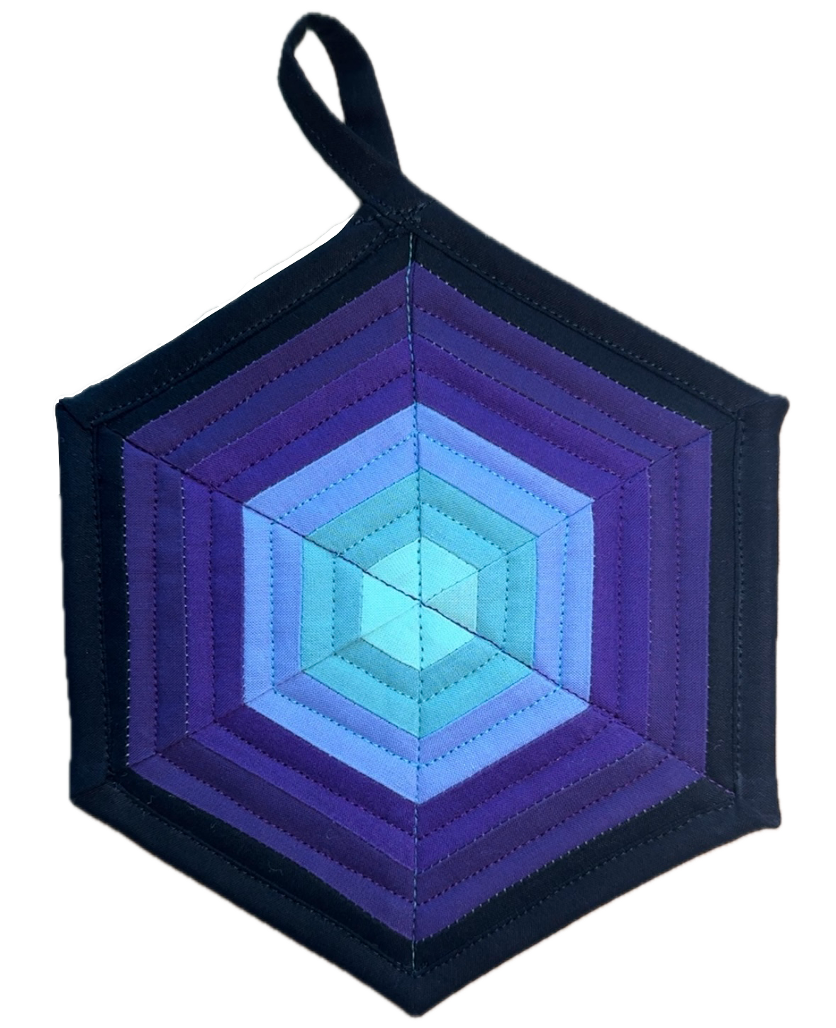 Handmade Quilted Pot Holder (Purple Hexagon)