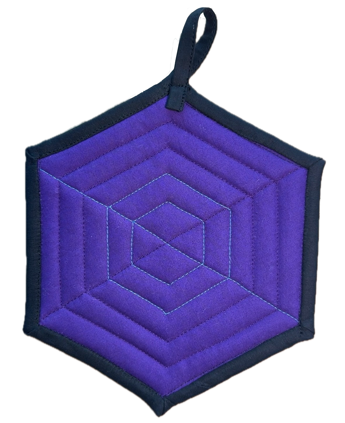 Handmade Quilted Pot Holder (Purple Hexagon)