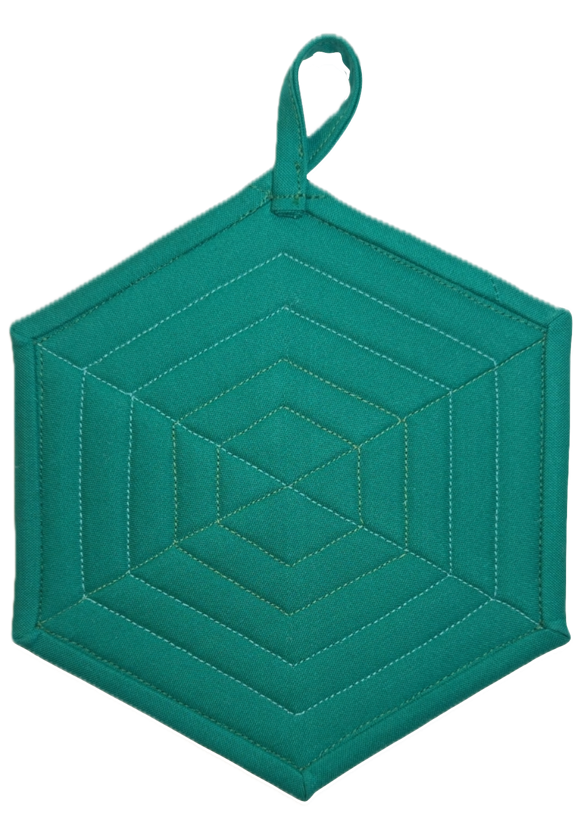 Handmade Quilted Pot Holder (Teal Hexagon)
