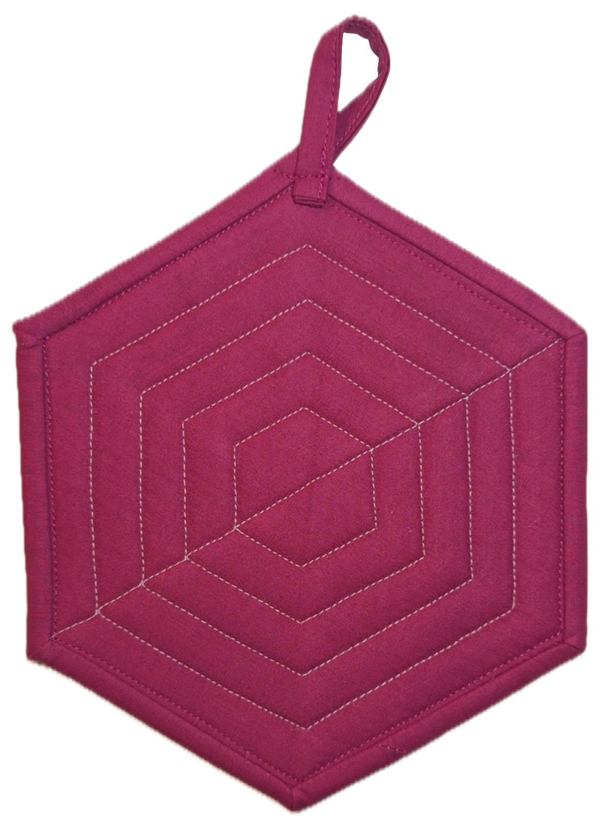 Handmade Quilted Pot Holder (Pink Hexagon)