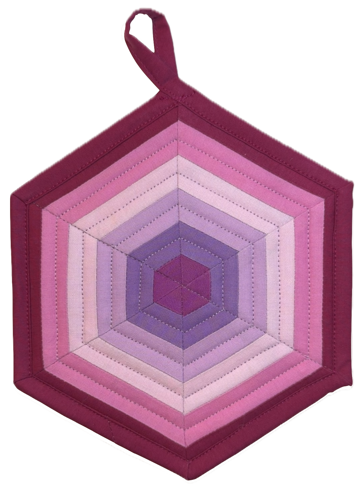 Handmade Quilted Pot Holder (Pink Hexagon)