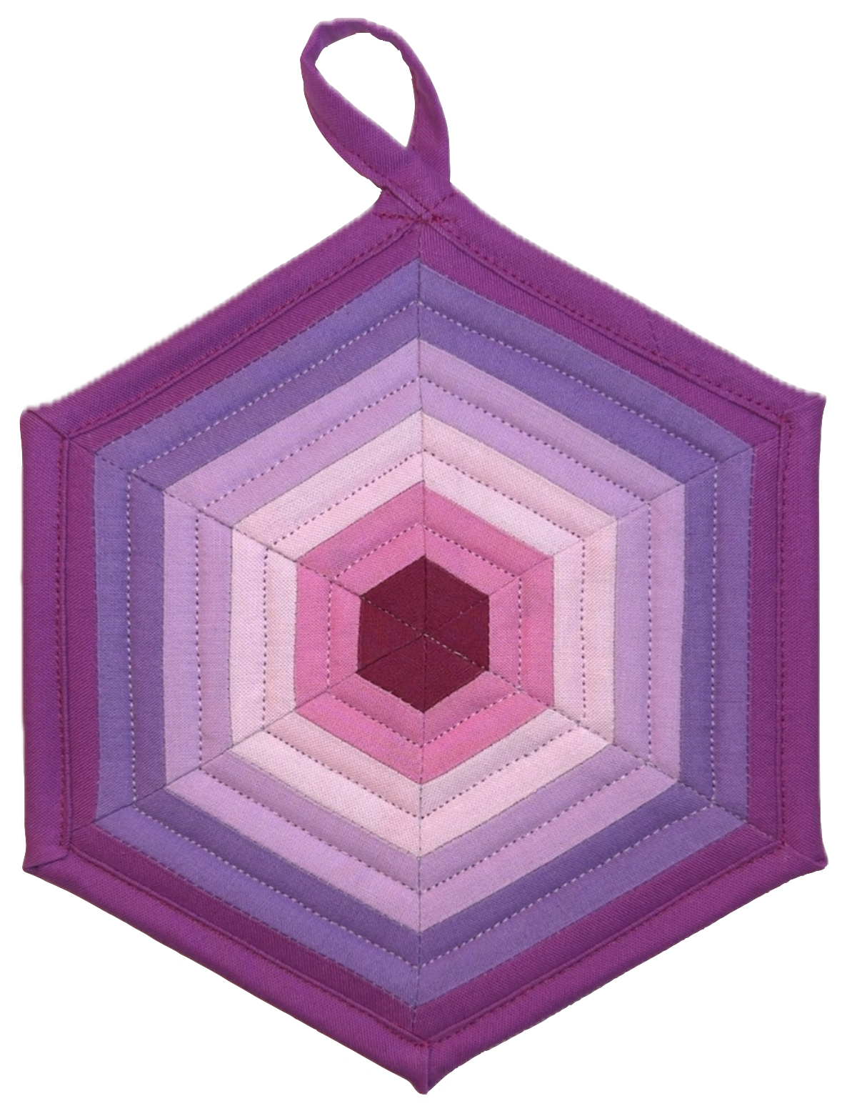 Handmade Quilted Pot Holder (Purple Hexagon)