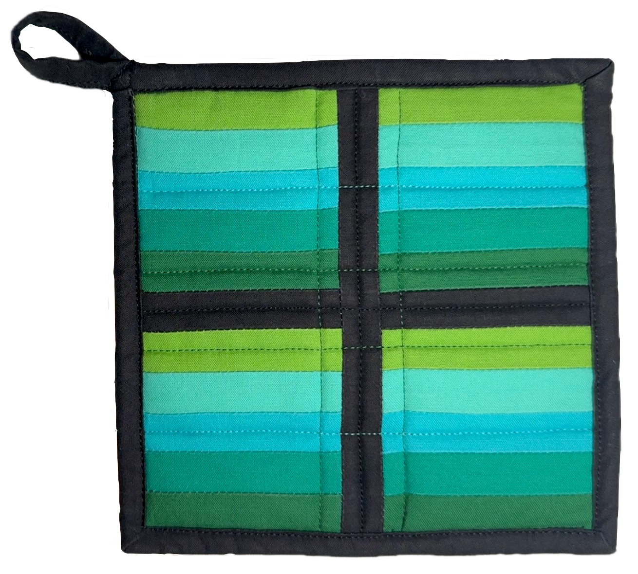 Handmade Quilted Pot Holder (Green Square)