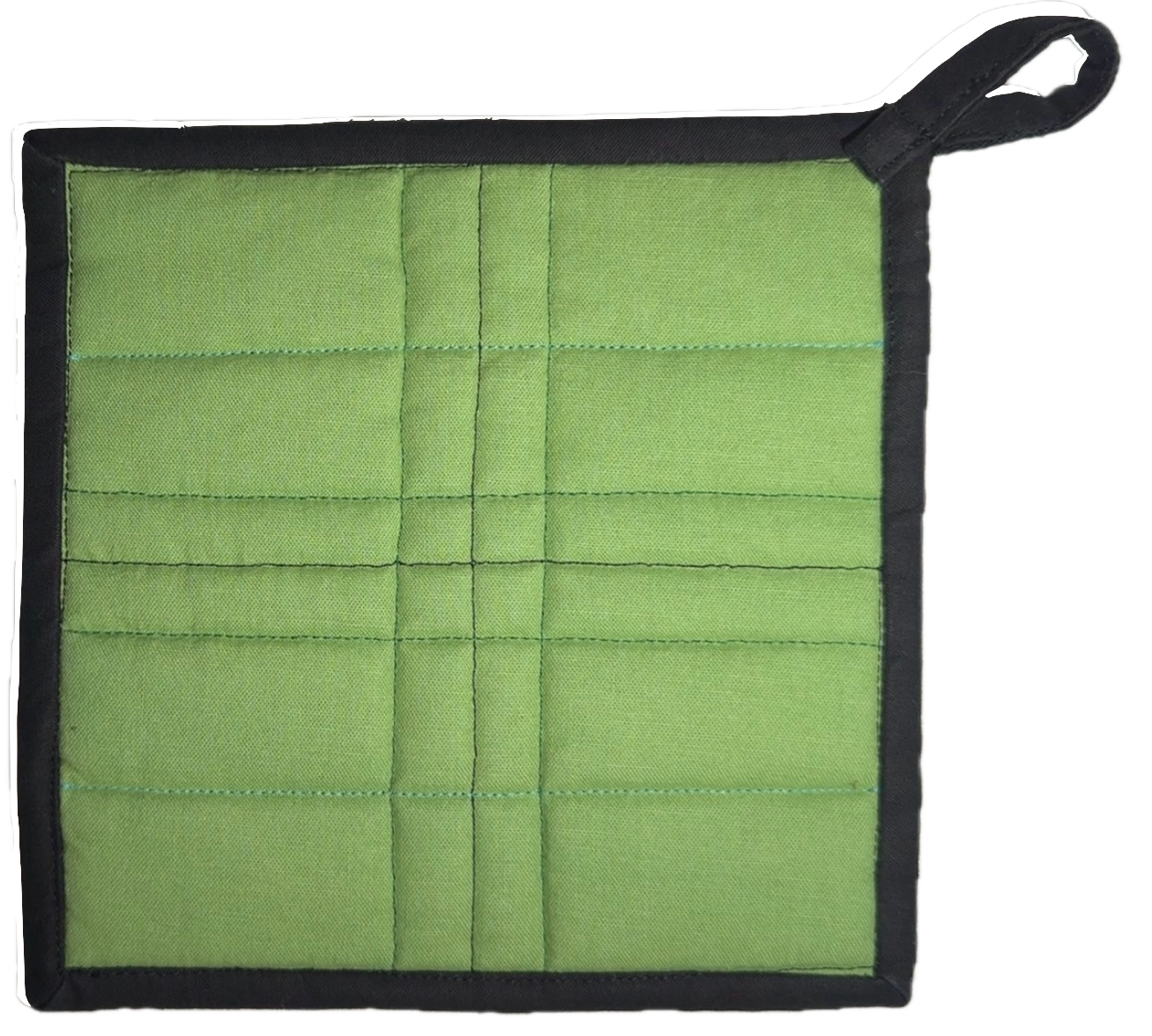 Handmade Quilted Pot Holder (Green Square)